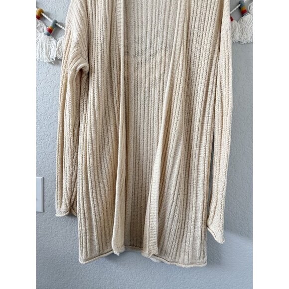 Tahari Cotton Blend Open Knit Longline Cardigan Timeless Minimalist Coastal L - Picture 3 of 9